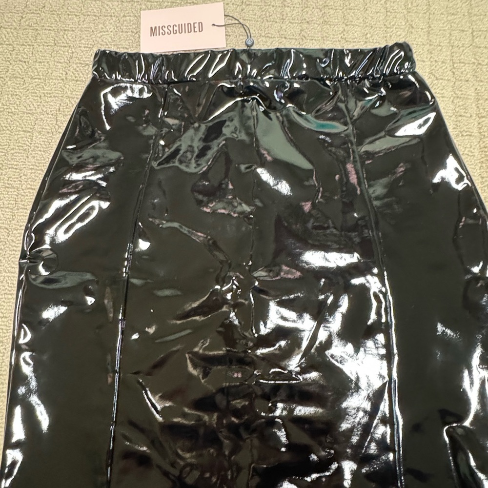 Missguided Black Mini Skirt with Glossy Finish